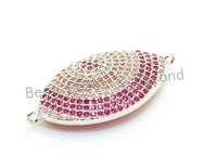 CZ Micro Fuchsia Gold Marquise Shape Evil Eyes Connector for Bracelet Necklace, 16x33mm,sku#E74 Bestbeads&Beyond