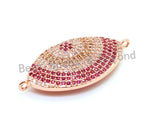 CZ Micro Fuchsia Gold Marquise Shape Evil Eyes Connector for Bracelet Necklace, 16x33mm,sku#E74 Bestbeads&Beyond