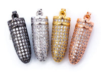 White CZ Micro Pave Bullet Pendant/Charm, Men's Jewelry Findings, 10x29mm, sku#L36