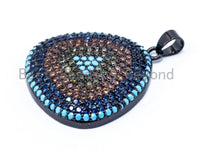 CZ Turquoise Cobalt Gold Micro Pave Trillian Pendant/Charm, Silver/Gold/Black/Rose gold Rhodium Plated, 21x24mm, sku#L49