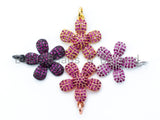 16mm CZ Fuchsia Micro Pave Daisy Flower Pendant,Cubic Zirconia Paved Flower Charm Gold,Silver, Rose Gold, Gunmetal plated, sku#L85