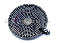 CZ Micro Pave Round Pendant with Diamond Bail, Cubic Zirconia Big Evil Eye Pendant/Charm, 32mm, sku#L93