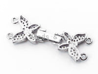 CZ Micro Pave Butterfly Fold-over 2 strands Clasp for necklace/bracelet, Pave Clasp, 35x12mm, sku#K36