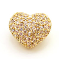 CZ Micro Pave Puffy Heart Spacer Beads, Cubic Zirconia Beads, Bracelet Charms, 14x11x8mm, SKU#G27/BY003