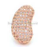 CZ Micro Pave Bean Shape Spacer Beads with Clear Crystal for Bracelet/Necklace, Cubic Zirconia Beads, 23x13x8mm, sku#G62