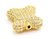 CZ Micro Pave Bow Spacer Beads with Clear Crystal for Bracelet/Necklace, Cubic Zirconia Beads 17x15x7mm, sku#G63