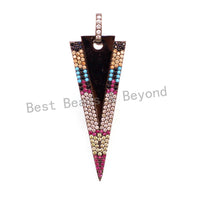 CZ Micro Pave Mixed Color Triangle Pendant with Diamond Bail, Cubic Zirconia Pendant,17x41mm, sku#F9