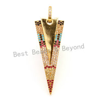 CZ Micro Pave Mixed Color Triangle Pendant with Diamond Bail, Cubic Zirconia Pendant,17x41mm, sku#F9