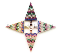 CZ Micro Pave Rainbow Triangle Pendant, Multi Color CZ Pave Beads, Cubic Zirconia Pendant, 18x34mm, sku#F10