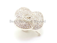 CZ Clear Micro Pave Floral Rose Clasp, Cubic Zirconia Flower Clasp/Fastener/Shortener, 21mm, sku#H27