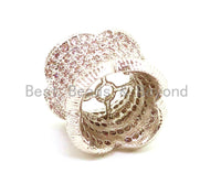 CZ Micro Pave Floral Cylinder Beads, Cubic Zirconia Spacer Beads, 4 sizes, sku#G112