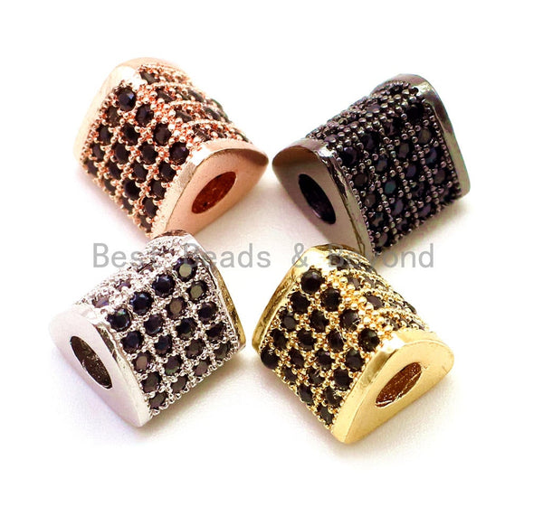 CZ Micro Pave Big Hole Triangular Tube Beads, Cubic Zirconia Space Beads, 8mm,  Sku#G118 BestbeadsbeyondUS