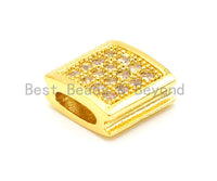 CZ Flat Square Beads Clear Micro Pave Beads, Cubic Zirconia Spacer Beads, 9x9x4mm, sku#G122