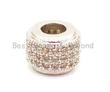 9x7mm CZ Large Hole Cylinder/Drum Barrel Micro Pave Beads, Cubic Zirconia Big Hole Spacer Beads, Large Hole Spacer, sku#G124