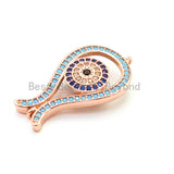 CZ Micro Pave Turquoise Evil Eye Pendant, Cubic Zirconia Pendant/Charm,15x31mm, sku#F27