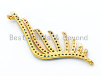 CZ Micro Pave Colorful Wing Connector, CZ Pave Leaf Charms for Earring Bracelet Necklace, 12x35mm, sku#M199