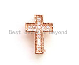 CZ Micro Pave Cross Spacer Beads, Cubic Zirconia Space Beads, Gold Rose Gold Silver Black Cross Space Beads, 13x10mm,1pc/5pcs, sku#G74