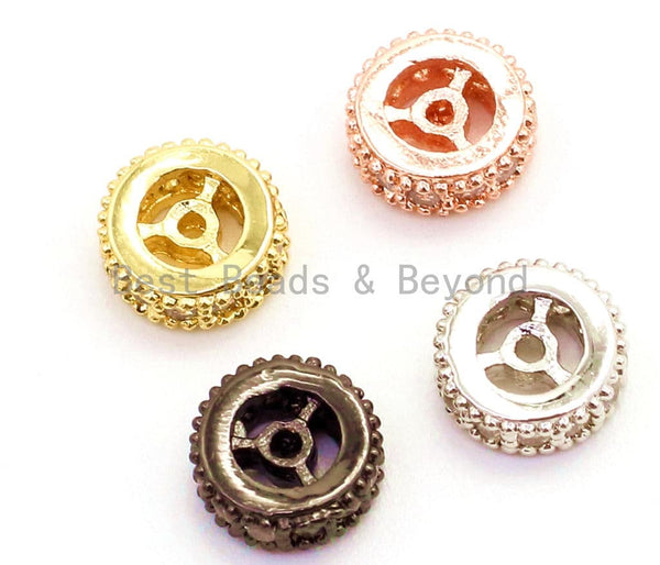 CZ Micro Pave Spacer Beads, Cubic Zirconia Wheel Round Spacer Beads, 6x3mm, 8x3mm, sku#G80
