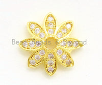 CZ Micro Pave Flower Bead Cap, Cubic Zirconia Bead Cap, 11x2mm, 8x2mm, 2pcs sku#G90 BestbeadsbeyondUS