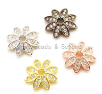 CZ Micro Pave Flower Bead Cap, Cubic Zirconia Bead Cap, 11x2mm, 8x2mm, 2pcs sku#G90 BestbeadsbeyondUS