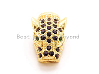 CZ Micro Pave leopard cuved tube bead, Cubic Zirconia Panther Head space beads, Animal Head Beads, 17x10mm, sku#G174 BestbeadsbeyondUS