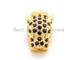 CZ Micro Pave leopard cuved tube bead, Cubic Zirconia Panther Head space beads, Animal Head Beads, 17x10mm, sku#G174 BestbeadsbeyondUS