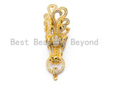CZ Micro Pave Dragon Head Pendant Connector/Pendant Link with Jump Ring, CZ Pave Pendant, 63x21mm, sku#K49