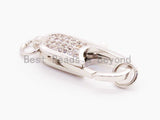 CZ Clear Micro Pave Lobster Claw Clasp, Cubic Zirconia Clasp/Clips/Connecto, sku#H45