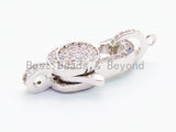 CZ Clear Micro Pave Round Lobster Claw Clasp, Cubic Zirconia Clasp/Link Connector, 28x10mm, sku#H47