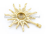 CZ Micro Pave Starburst Pendant, Clear Cubic Zirconia Pave Sunflower Pendant/Charm, 41x35mm, sku#F120