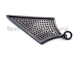 CZ Clear Micro Pave Arrowhead Shield Pendant/Charm, Cubic Zirconia Pendant, 40x17mm, sku#F156