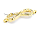 Clear CZ Micro Pave Gold Infinity Loop Link Connector, Cubic Zirconia Connector Charm for Jewelry Making, 27x7mm,sku#E124