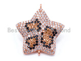 CZ Micro Pave Five Point Star with Brown Dot Connector, 22mm, Sku#E148 BestbeadsbeyondUS