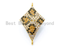 Diamond Shape Brown Dots Leopard Connector, CZ Pave Connector, Sku#E150 Bestbeads&Beyond