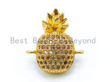 CZ Micro Pave Pineapple Connector, Gold/Rose Gold/Silver/Black CZ Pave Connector, 15x17mm, sku#E158 Bestbeads&Beyond