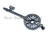 CZ Micro Pave Key with Flower Pendant, slu#F170