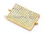 CZ Micro Pave Square Connector with Brown Dots, Animal Print Connector, 15x26mm, sku#E176