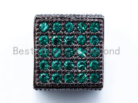CZ Micro Pave Big Hole Cube Beads, Green/Orange/Fuchsia/Clear/Black CZ Pave Spacer Beads, 10mm, sku#G218