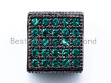 CZ Micro Pave Big Hole Cube Beads, Green/Orange/Fuchsia/Clear/Black CZ Pave Spacer Beads, 10mm, sku#G218