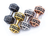 Black CZ Micro Pave 26x11mm Dumbbell Beads for Necklace Bracelet, Cubic Zirconia weightlifting spacer Beads,Men's Jewelry Finding sku#G220