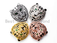 CZ Micro Pave Tiger Head beads/Focal, Tiger Focal Charm, Tiger focal beads, Gold/Rose Gold/Black/Silver Pave pendant, 38mm, sku#L159