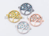 Turquoise CZ Micro Pave Round Tree Connector, Cubic Zirconia Tree Connector for Bracelet Necklace Earrings,  Sku#E204