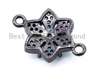 Mixed Color CZ Micro Pave Starfish Flower Charm Connector, Cubic Zirconia Space Connector/Charm, Pave Floral Charm,19x21mm, sku#E215