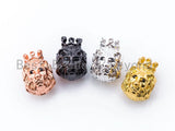 CZ King Crown Lion Head Spacer Beads, Micro Pave Cubic Zirconia Charm Beads,14x10mm, Large Hole Beads, Men's Jewelry Findings, sku#G235