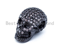 15x11mm 3D CZ Micro Pave Skull Beads, Gold/Black/Silver/Rose Gold Spacer Beads, Men Bracelet Spacer Beads, Sku#G243