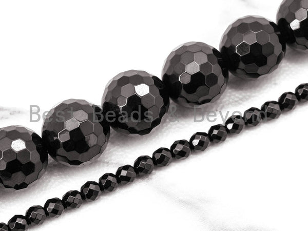 Black Hematite Gemstone Faceted Round Beads 15.5'' 2mm 3mm 4mm 6mm 8mm 10mm  12mm