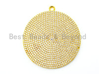 30mm/43mm CZ Fully Micro Pave Large Disc Pendant, Silver/Gold/Rose Gold/Gunmetal Tone, Cubic Zirconia Big Pave Disc Charm Pendant, sku#B3