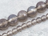 Quality Natural Gray Agate/ Smoky Agate Round Faceted Beads, 4mm/6mm/8mm/10mm/12mm Round Gray Smoky Gemstone Beads, 15.5" Strand, SKU#Q33