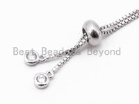1/5/10/50pcs Sliding Adjustable Bracelet Making Chain, half-finished bracelet, Rubber stopper beads, connector link finding Box Chain, #P14