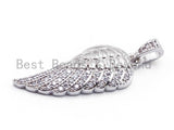 CZ Micro Pave Angel Wing Pendant/Charm, CZ Wing Charm, Silver/Gold/Rose Gold/Gunmental Color, 14x34mm, SKU#F302